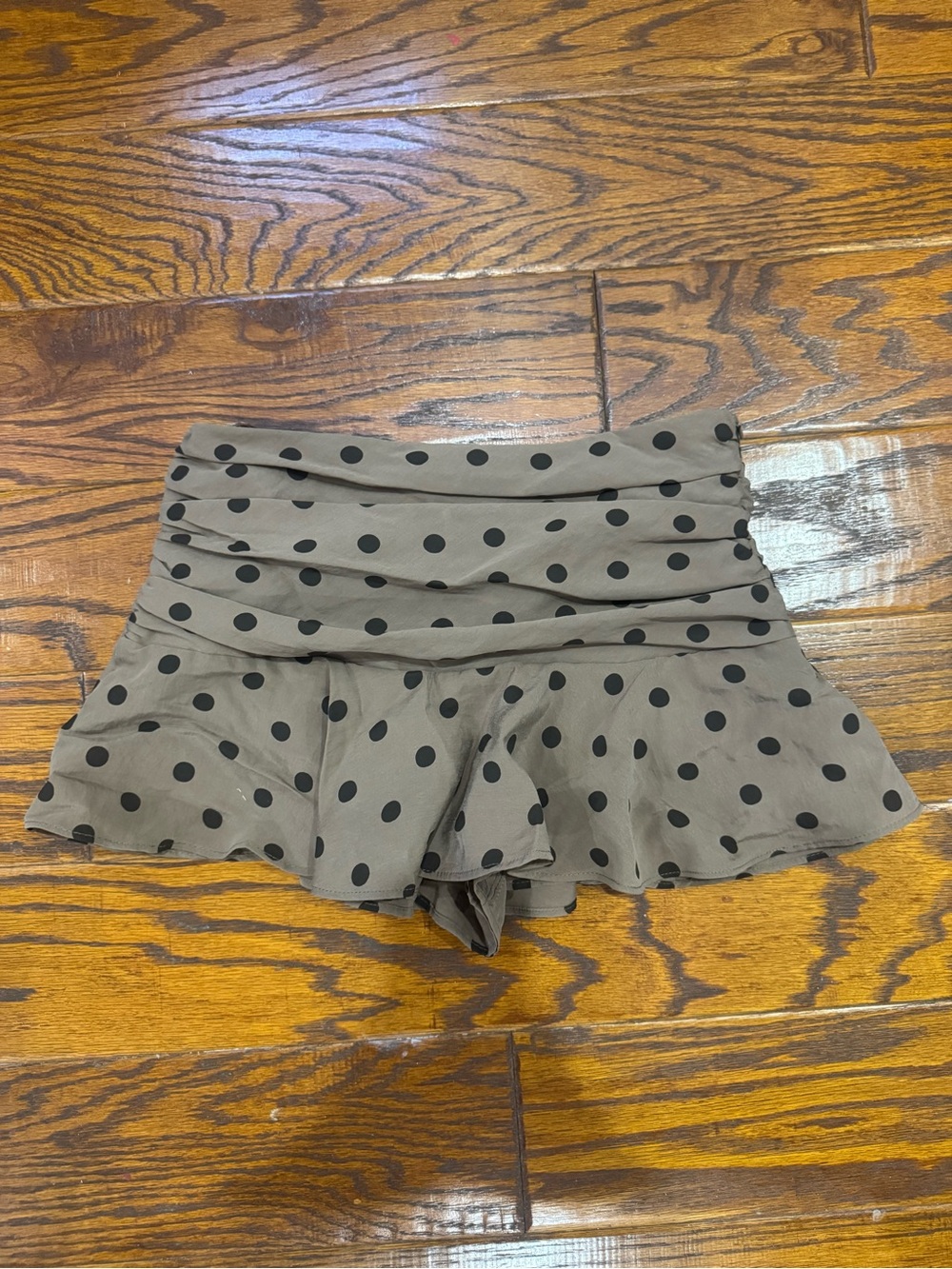 Zara Polka Dot Ruffle Skort Shorts in Brown